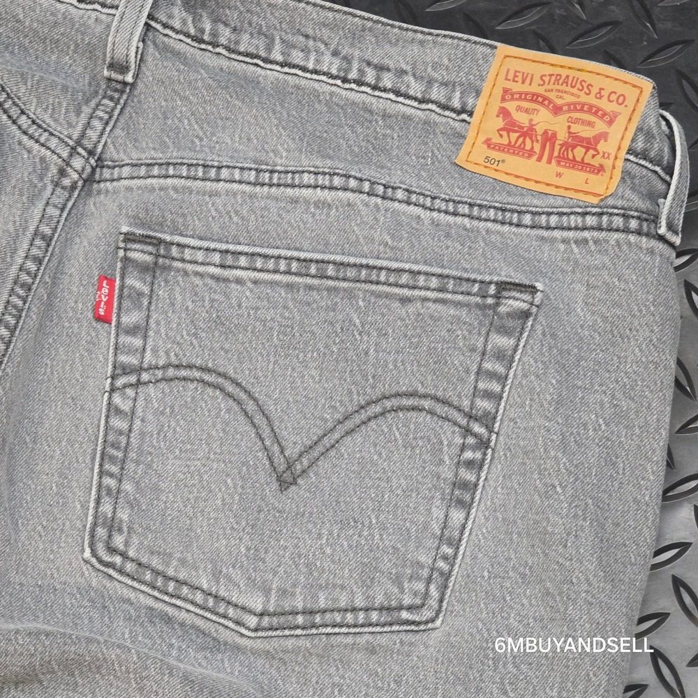Levis 501 Original Fit Grey Straight Leg Jeans Womens 16W M Button Fly A3548 - Picture 13 of 16
